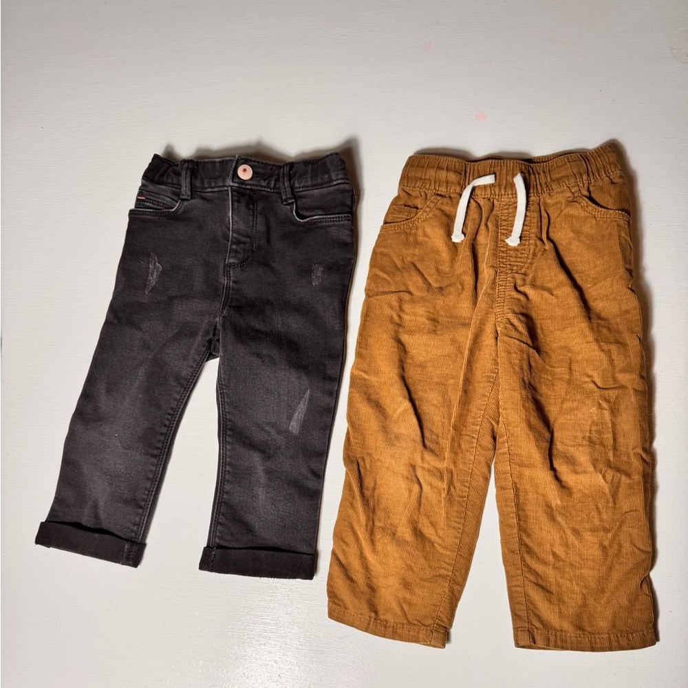 2pants toddler/baby old navy & George bundle black and Brown sz 2T‎